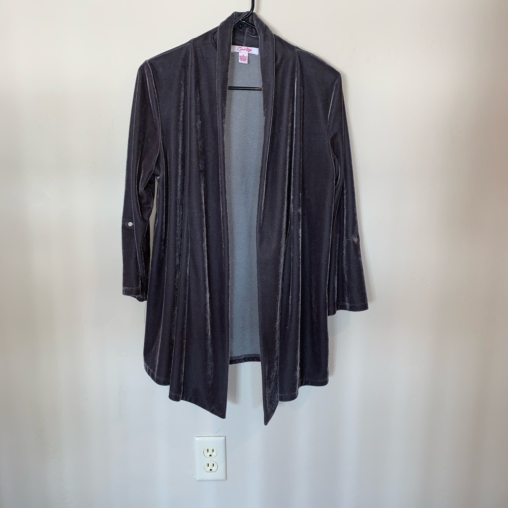 Oversized Velvet cardigan in gray